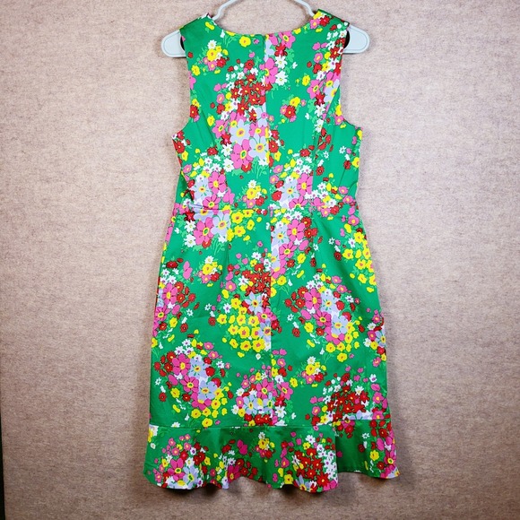 Preppy Green Floral Sleeveless Sundress • Size 6 • Colorful Midi Sundress - Picture 8 of 15